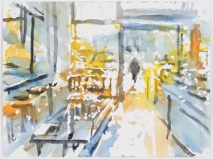 Moritz Hasse 2019A Berlin, Cafe in Mitte, Aquarell